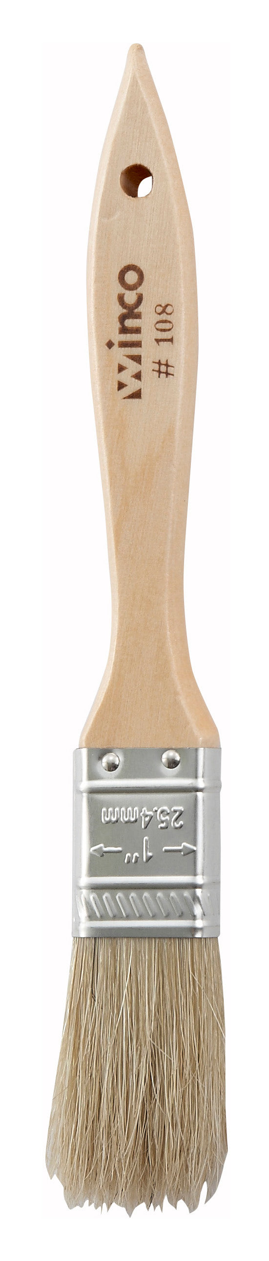 Winco WBR-10 1 Inch Flat Pastry Brush Boar Hair Wooden Handle Metal Ferrules