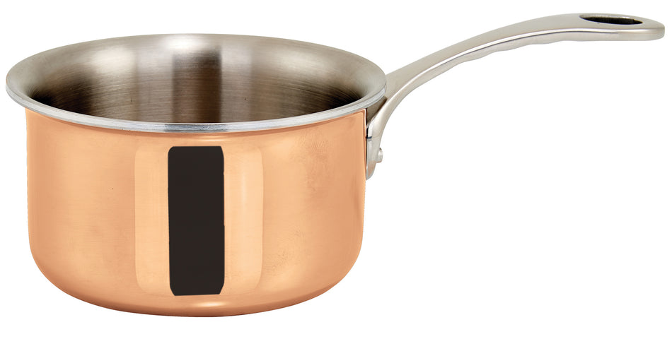 Winco DCSP-3C 11 Oz Mini Sauce Pan Round Induction Ready Riveted Handle Tri-ply Aluminum Copper Plated