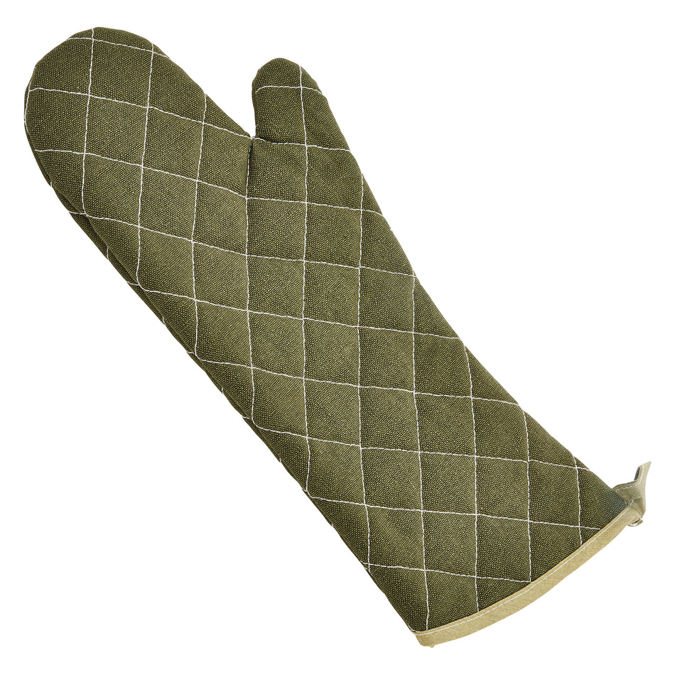 Winco OMF-17 17 Inch Flame Resistant Oven Mitt Cotton Green