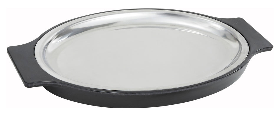 Winco SWU-11 11 Inch Oval Underliner for Sizzling Platter Plastic Black