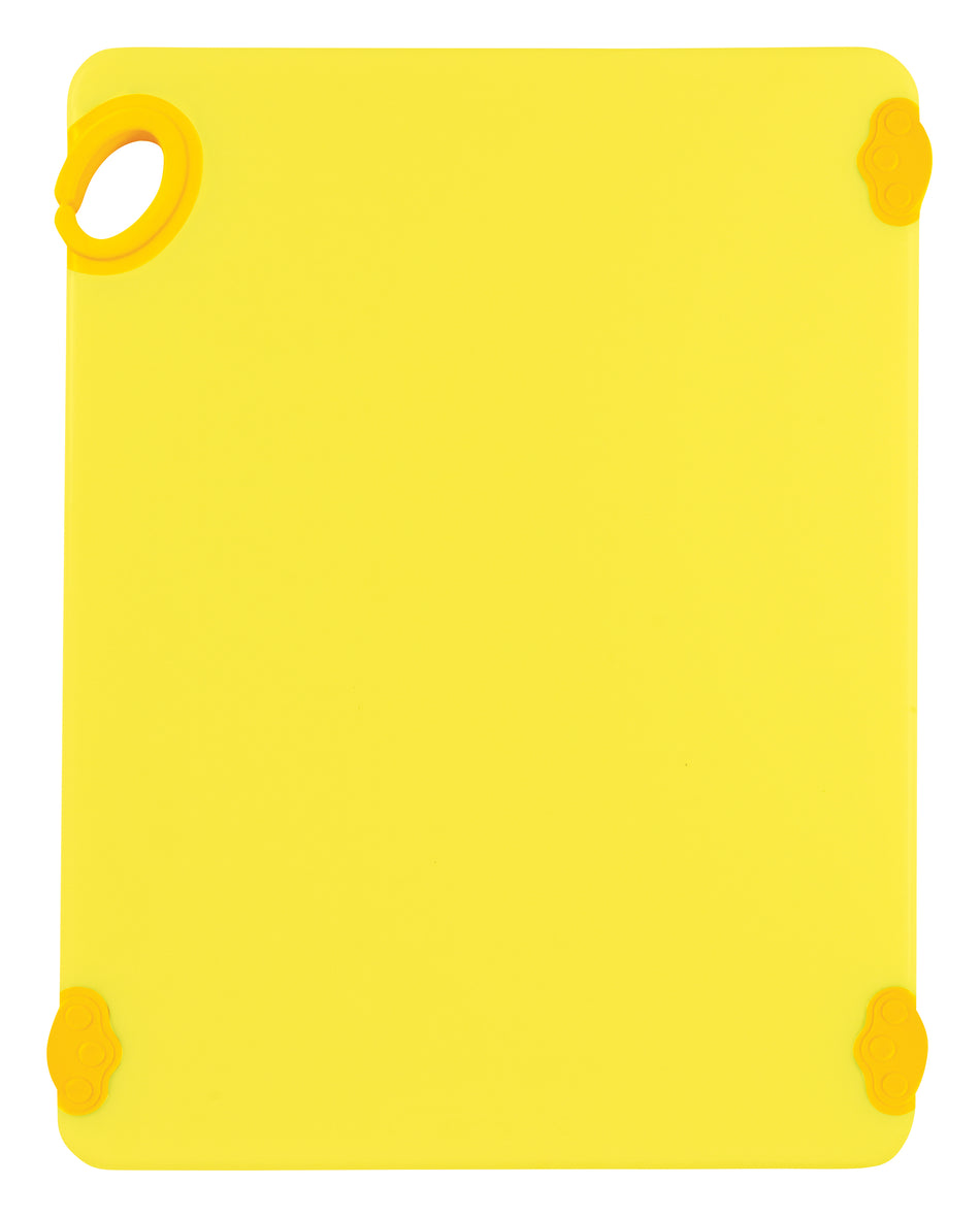 Winco CBK-1520YL 15 Inch Rectangular Cutting Board with Rubber Grip Hook Yellow Co-Polymer