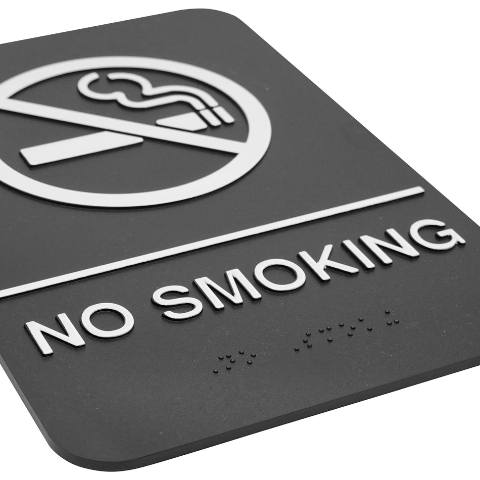 Winco SGNB-601 6 Inch Sign Compliance Braille No Smoking White on Black