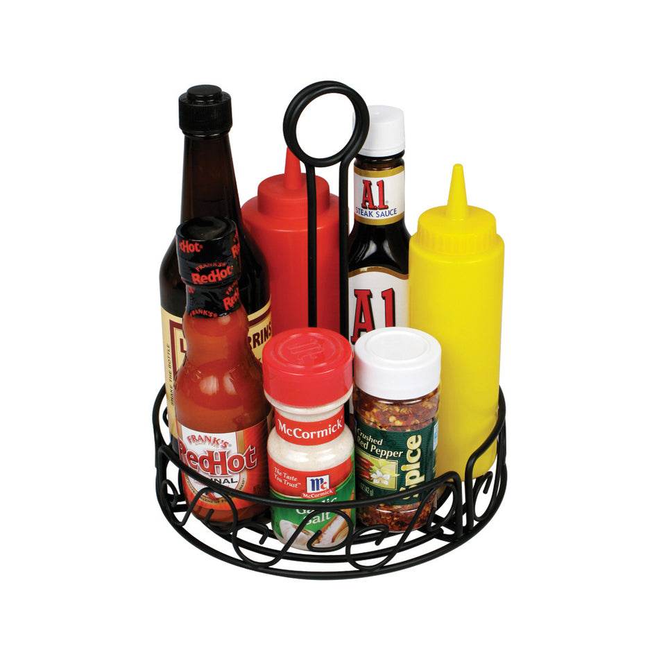 Winco WBKH-6R 6-1/4 Inch Diameter Black Wire Condiment Caddy