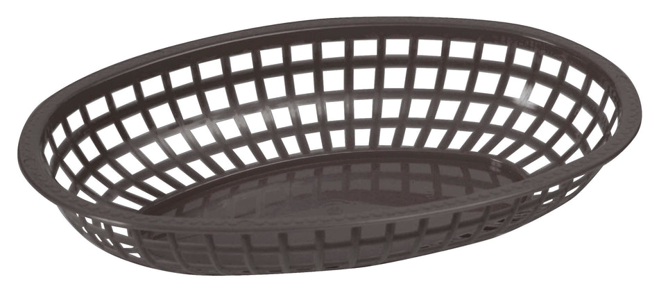 Winco POB-K 10-1/4 Inch Large Oval Basket Plastic Dishwasher Safe Black