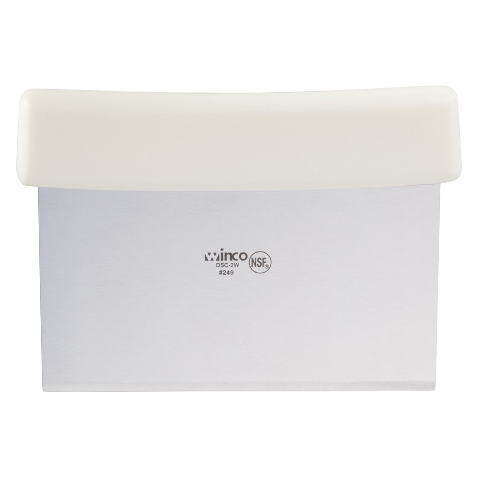 Winco DSC-2W 6 Inch Dough Scraper Stainless Steel Blade with White Plastic Handle