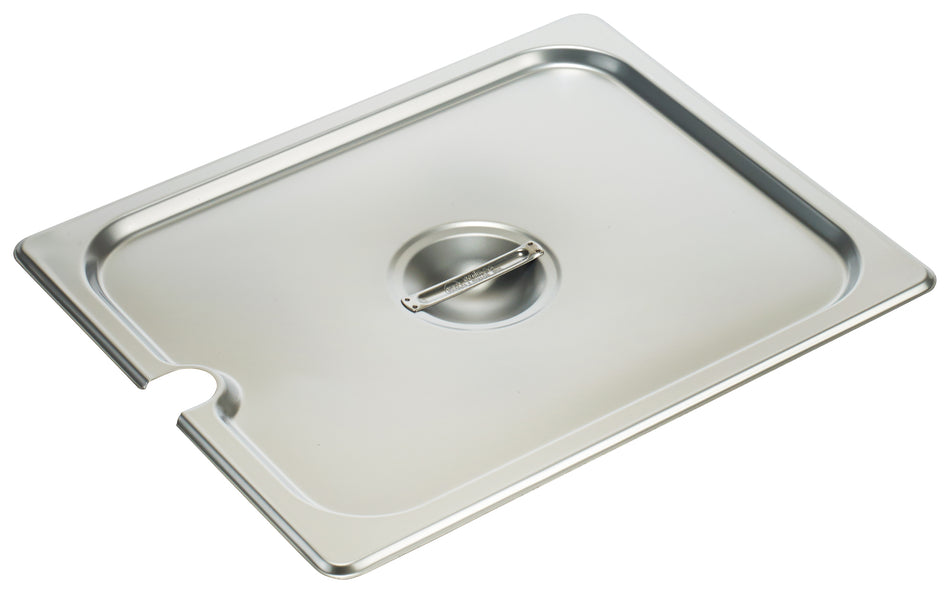 Winco SPCH 1/2 Size Slotted Steam Table Pan Cover with Handle Stainless Steel