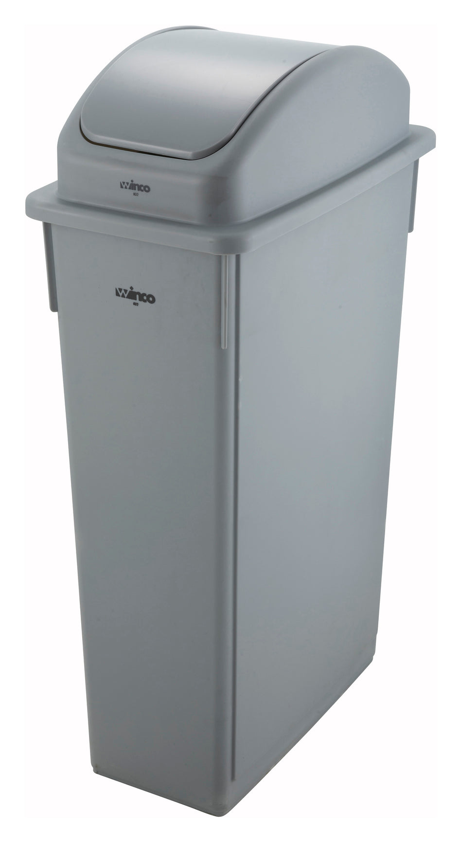 Winco PTC-23SG 20 Inch Slender Trash Can 23 Gallon Gray Plastic