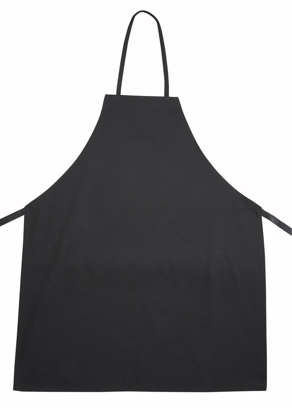 Winco BA-3226BK 26 Inch Bib Apron Full-length Without Pockets Black Poly-cotton
