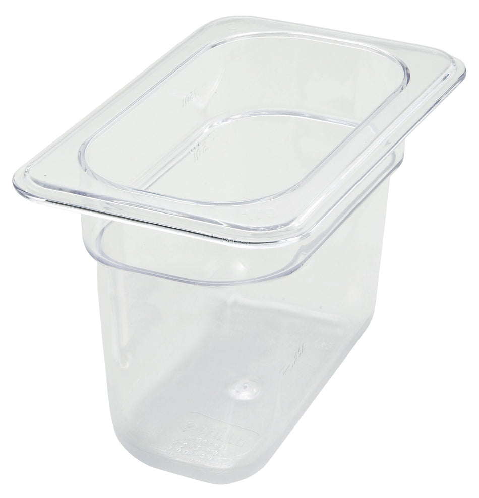 Winco SP7906 6-7/8 Inch Polycarbonate Food Pan 1/9 Size Dishwasher Safe