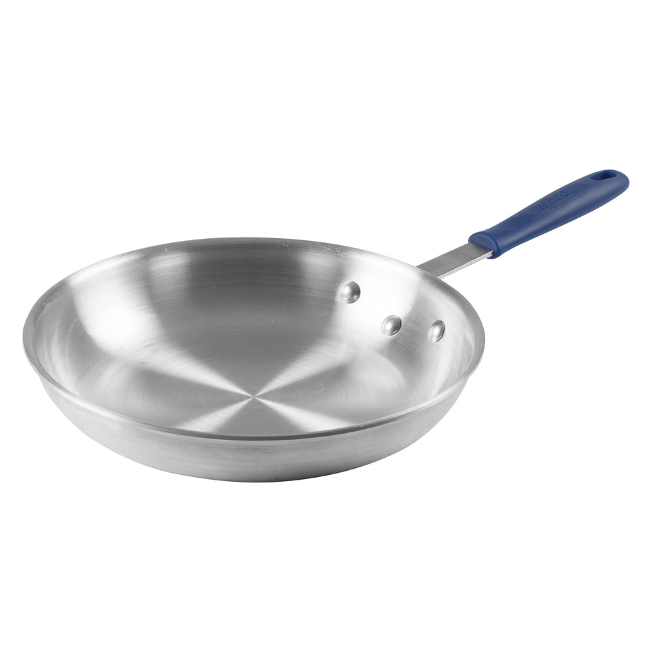 Winco AFP-14A-H 14 Inch Fry Pan Round Without Lid Riveted Handle Aluminum Natural Finish