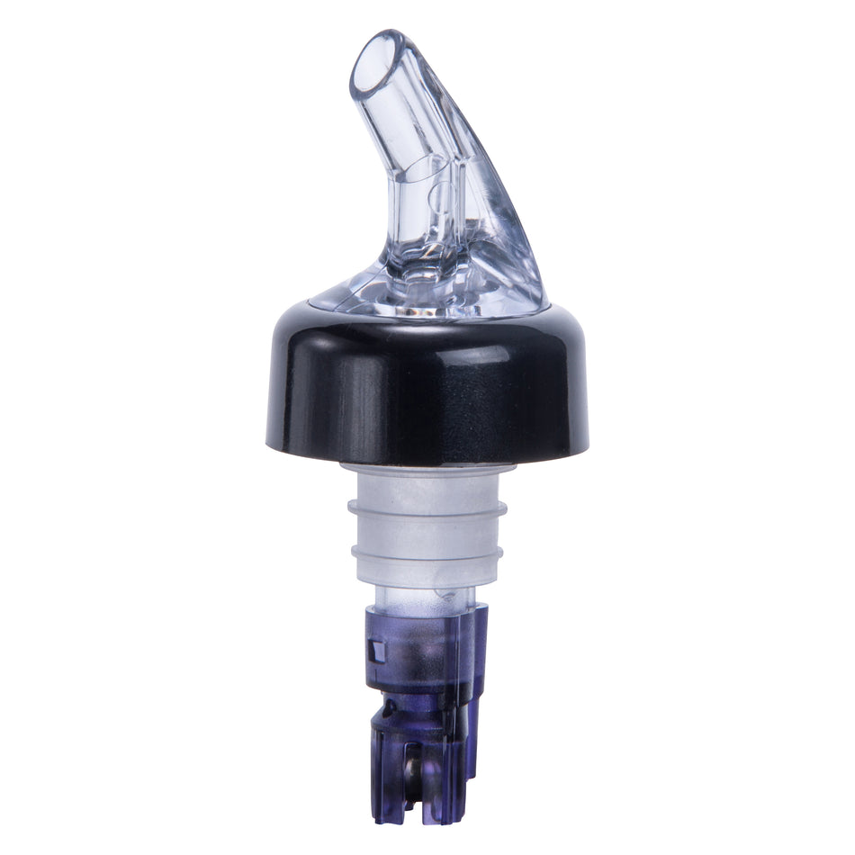 Winco PPA-113 1-1/8 Oz Liquor Pourer Clear Spout with Black Collar Plastic