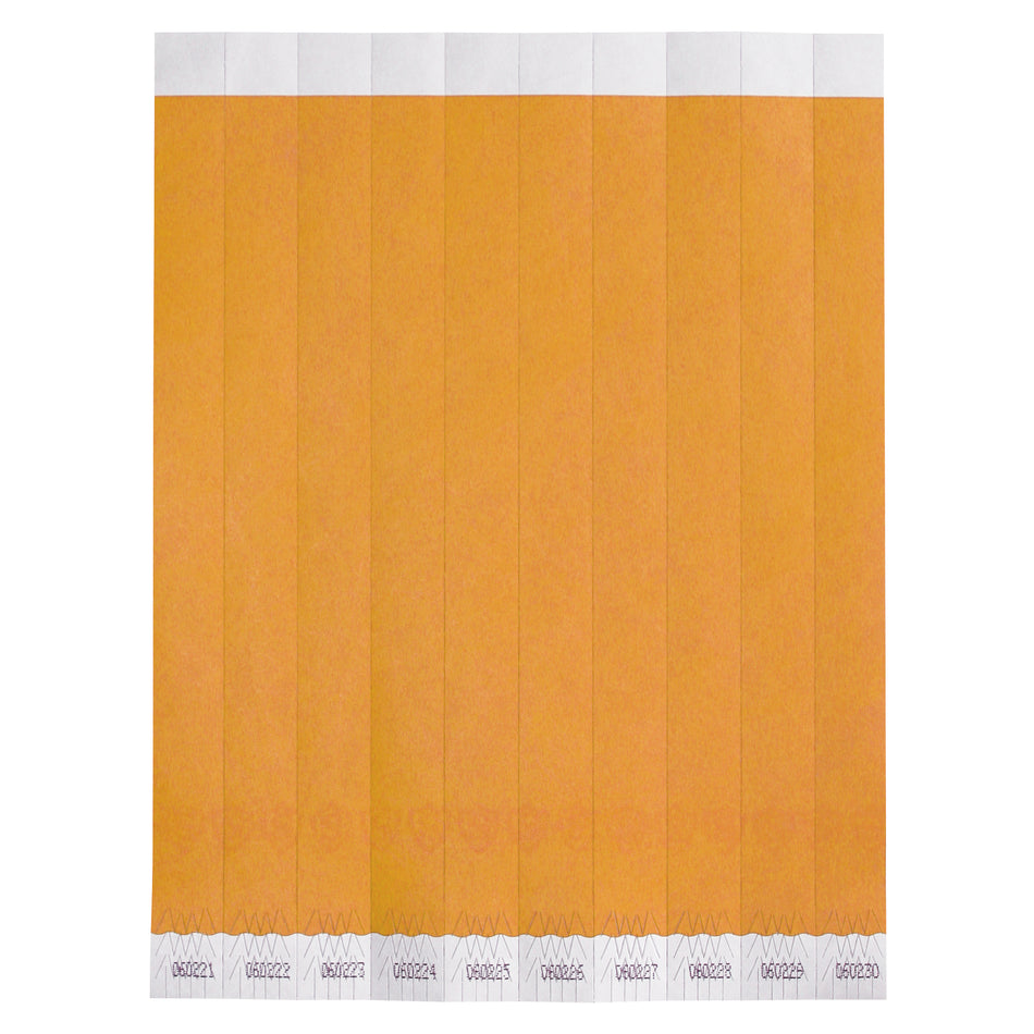 Winco WB-100O-S Bar Maid Waterproof Tear-Free Wristbands - Orange Solid (500 Pieces/Pack)