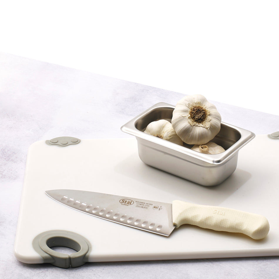 Winco KWP-81 8 Inch Blade Hollow Ground Edge Chef Knife Polypropylene White