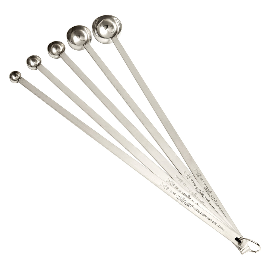 Winco MSLH-5P Measuring Spoon Set 5-Piece with Long Handles Stainless Steel
