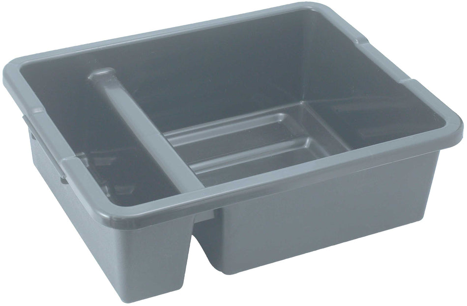 Winco PLTC-7G 21 Inch Bus Box Polypropylene Gray Two-compartment with Rounded Corners