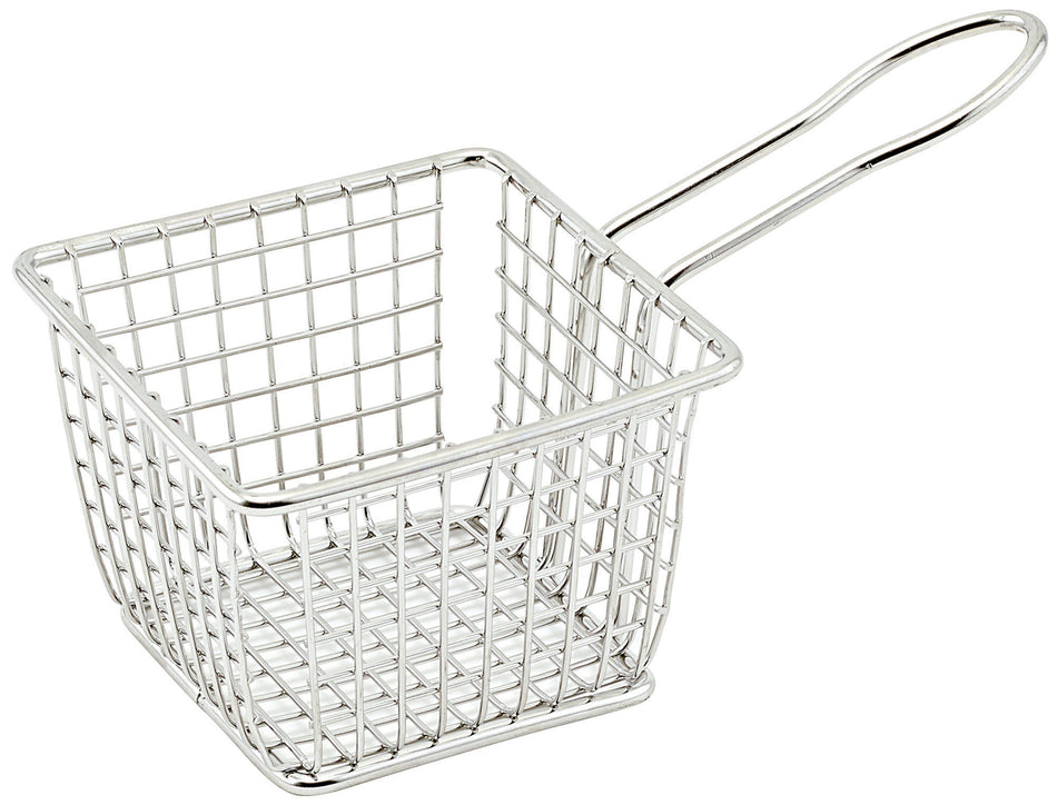 Winco FBM-443S 4 Inch Mini Fry Basket Dishwasher Safe Stainless Steel with Durable Design