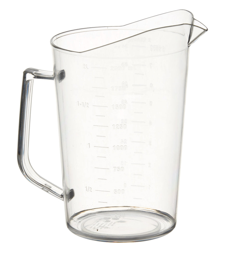 Winco PMU-200 2 Quart Measuring Cup with Raised Graduation Markings Polycarbonate Clear