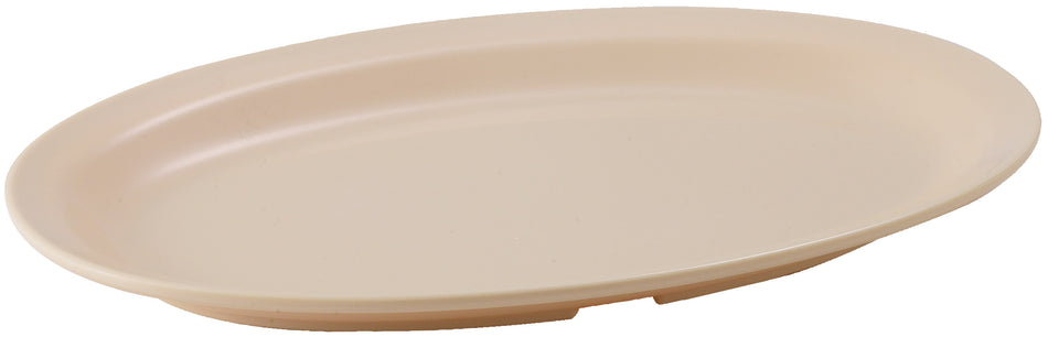 Winco MMPO-138 13 Inch Tan Oval Platter Impact-Resistant Melamine