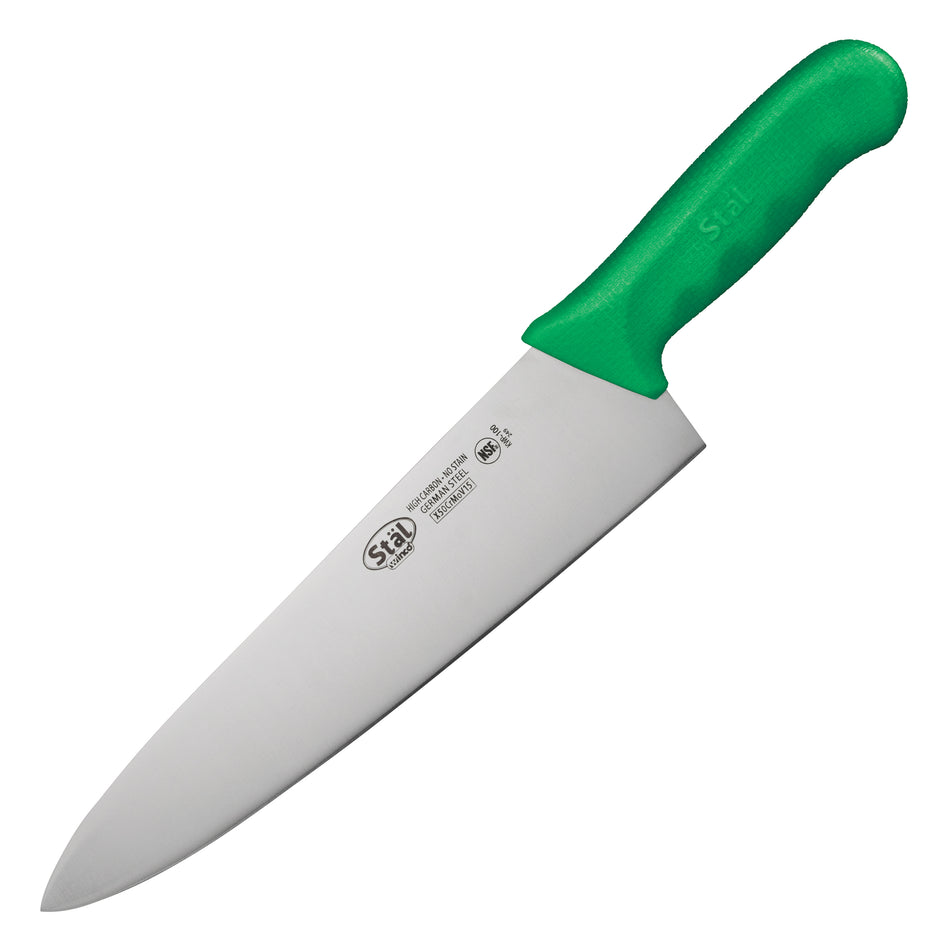 Winco KWP-100G 10 Inch Blade Green Polypropylene Handle Chef Knife