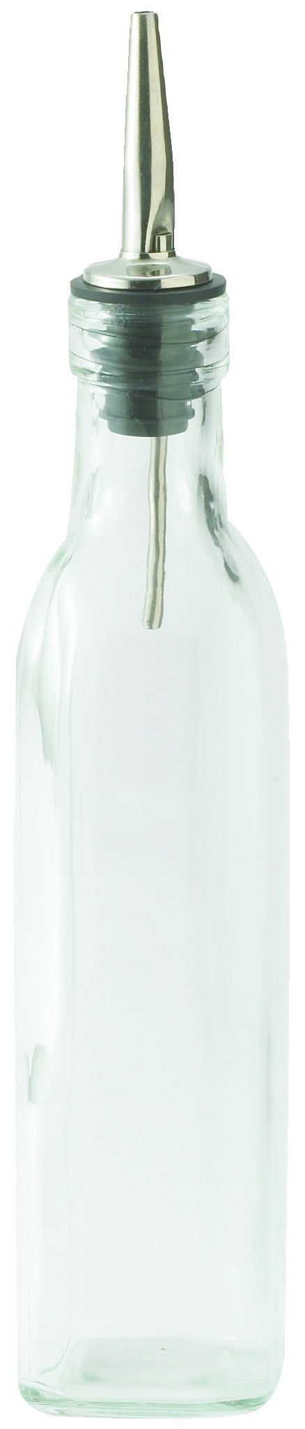 Winco GOB-8 8 Oz Square Oil Bottle Clear Glass with Lid