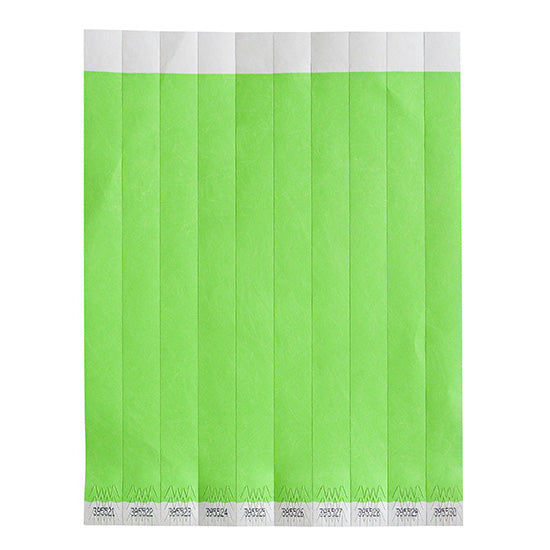 Winco WB-100G-S Bar Maid Waterproof Tear-Free Wristbands - Green Solid (500 Pieces/Pack)