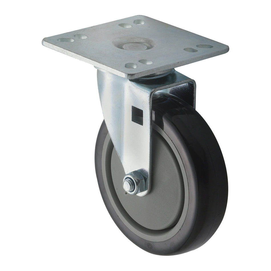 Winco CT-44 5 Inch Diameter Plate Caster Set 220 lbs Capacity Polyurethane Wheels