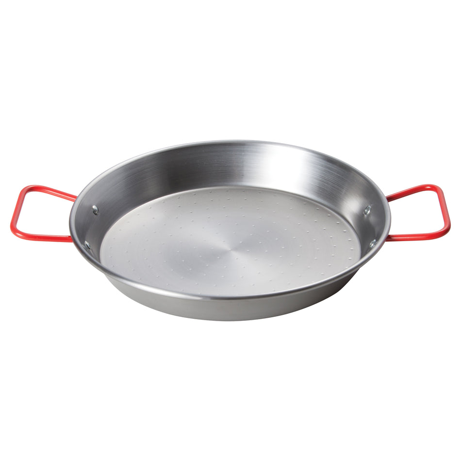 Winco CSPP-11 11 Inch Diameter Round Paella Pan with 2 Handles Polished Carbon Steel