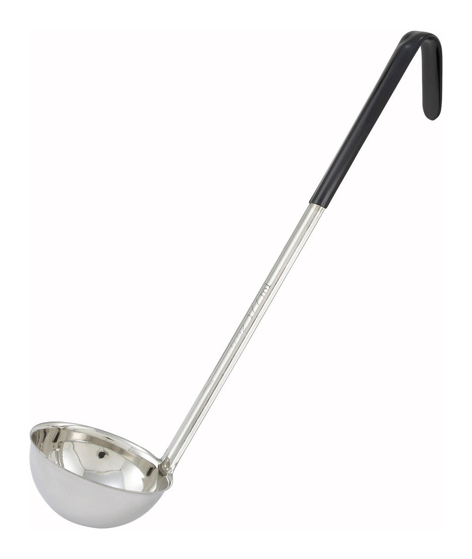 Winco LDC-6 6 Oz Ladle One-Piece Stainless Steel Black with Color-Coded Handle