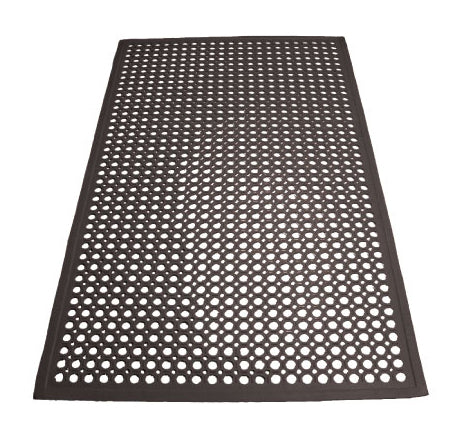 Winco RBM-35K 3' Rubber Anti-slip Floor Mat Black Beveled Edges