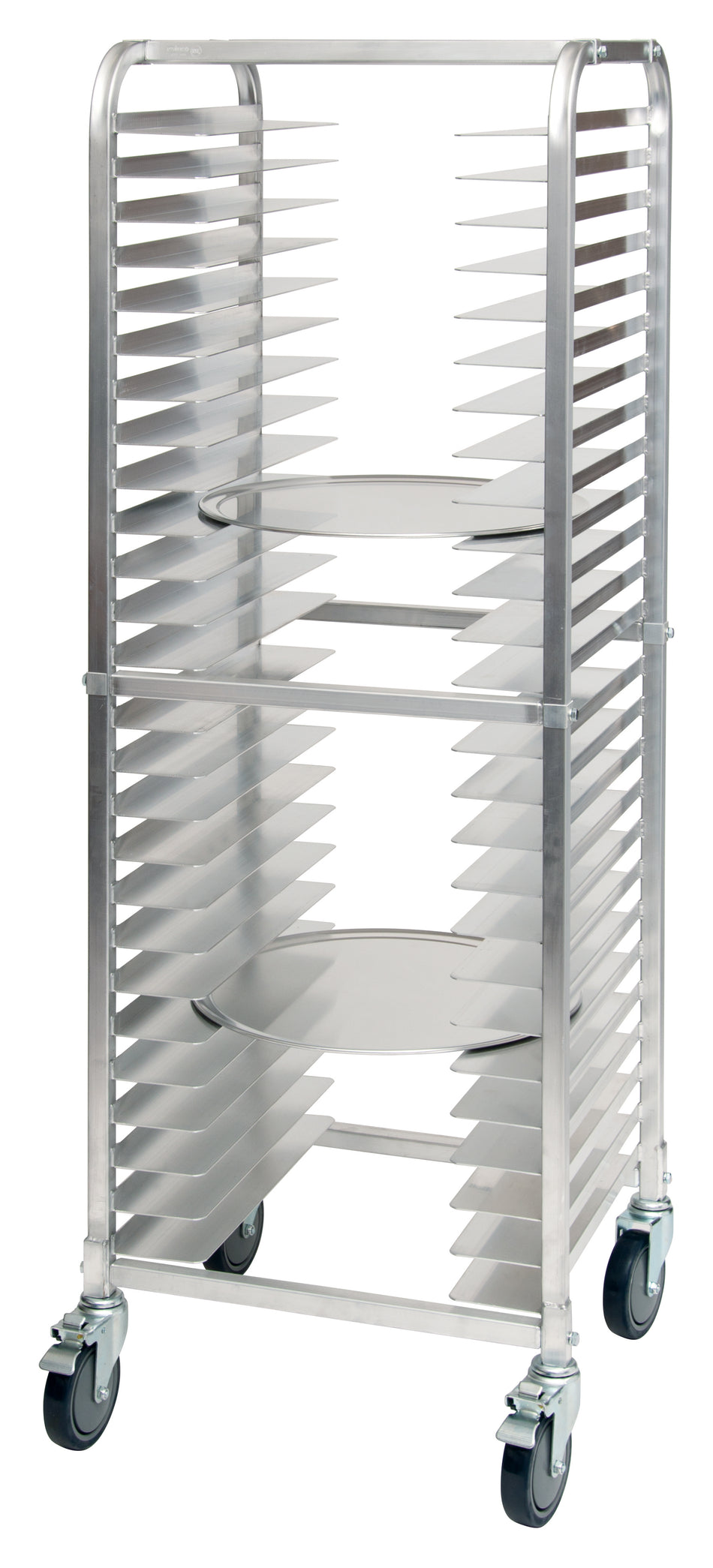 Winco ALPR-26BK 23 Inch 26 Tier Pizza Rack Aluminum with Casters