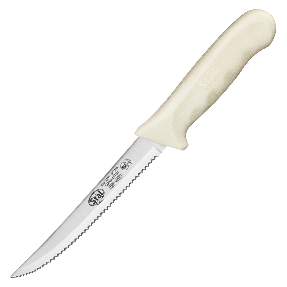 Winco KWP-50 5-1/2 Inch Blade Utility Knife German Steel Polypropylene White Handle