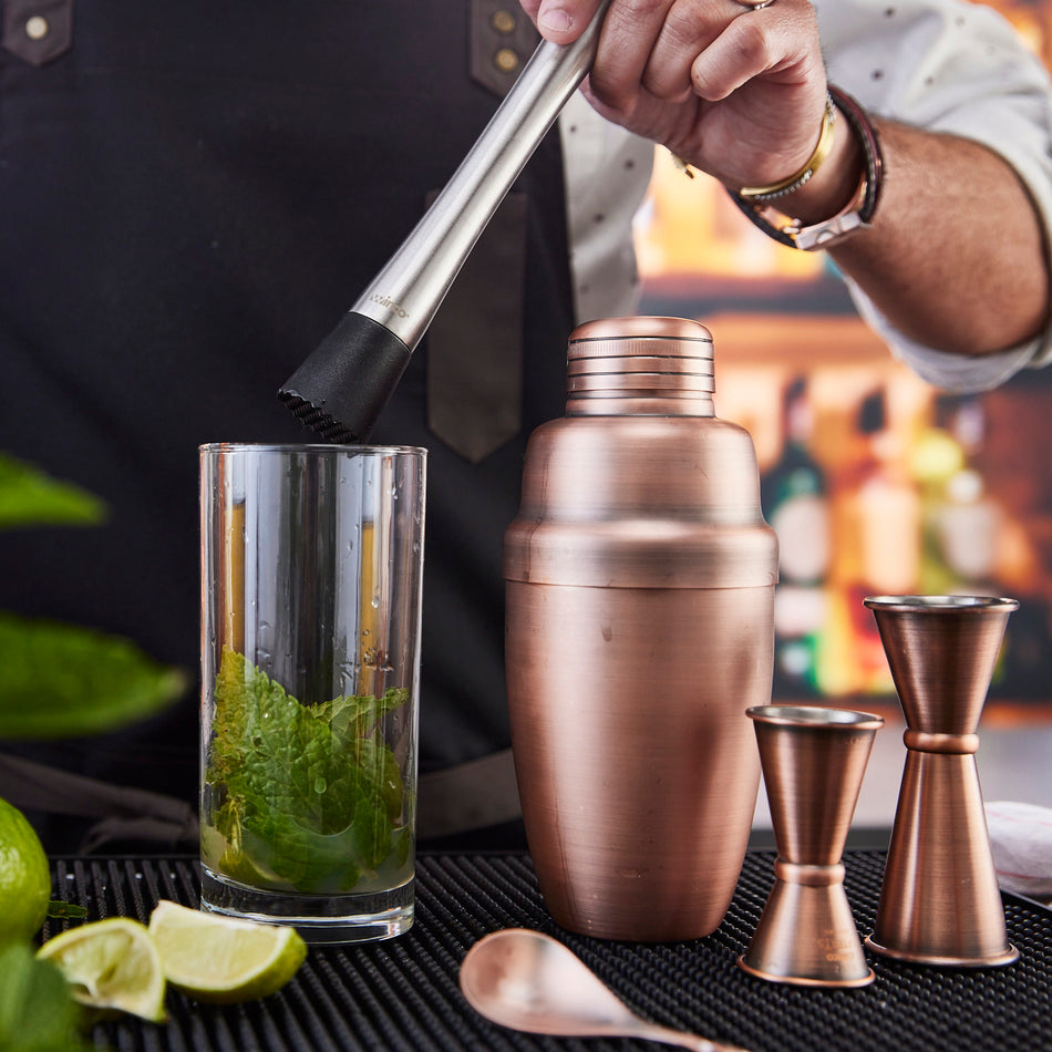 Winco BASS-16AC 16 Oz Shaker Set 3 Piece Heavyweight Antique Copper Stainless Steel