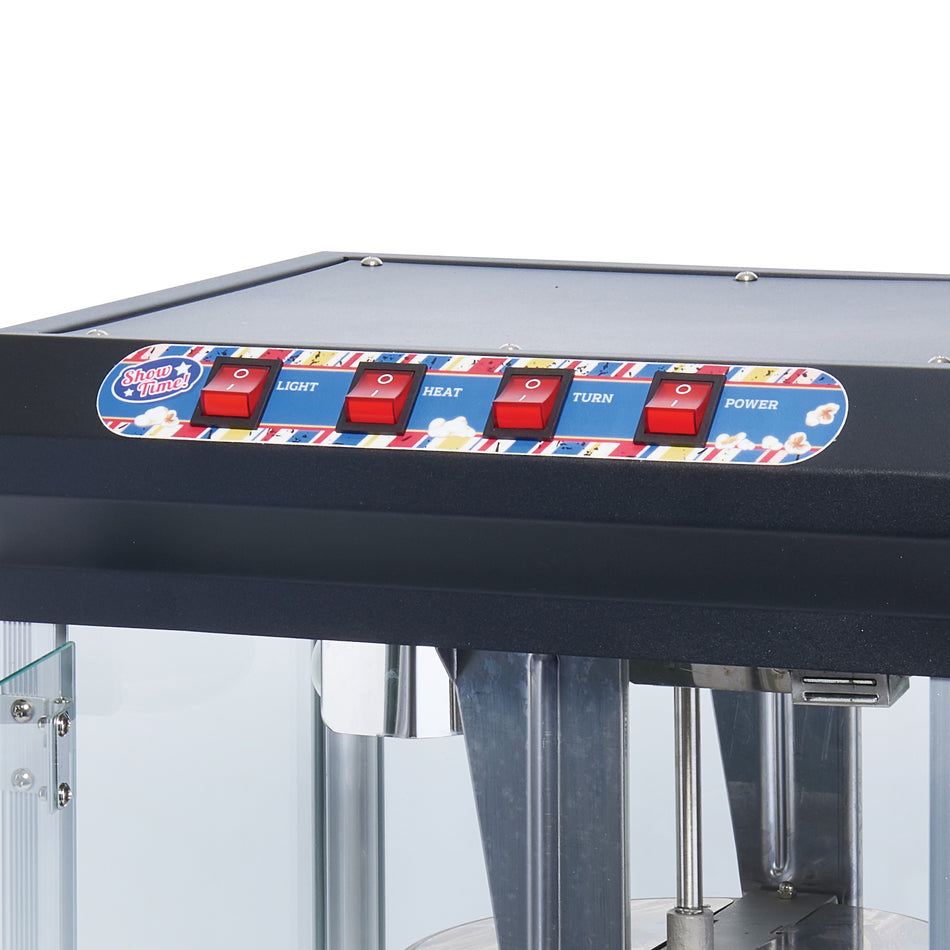 Winco POP-8B 17 Inch Countertop Electric Popcorn Popper Stainless Steel with Warming Light