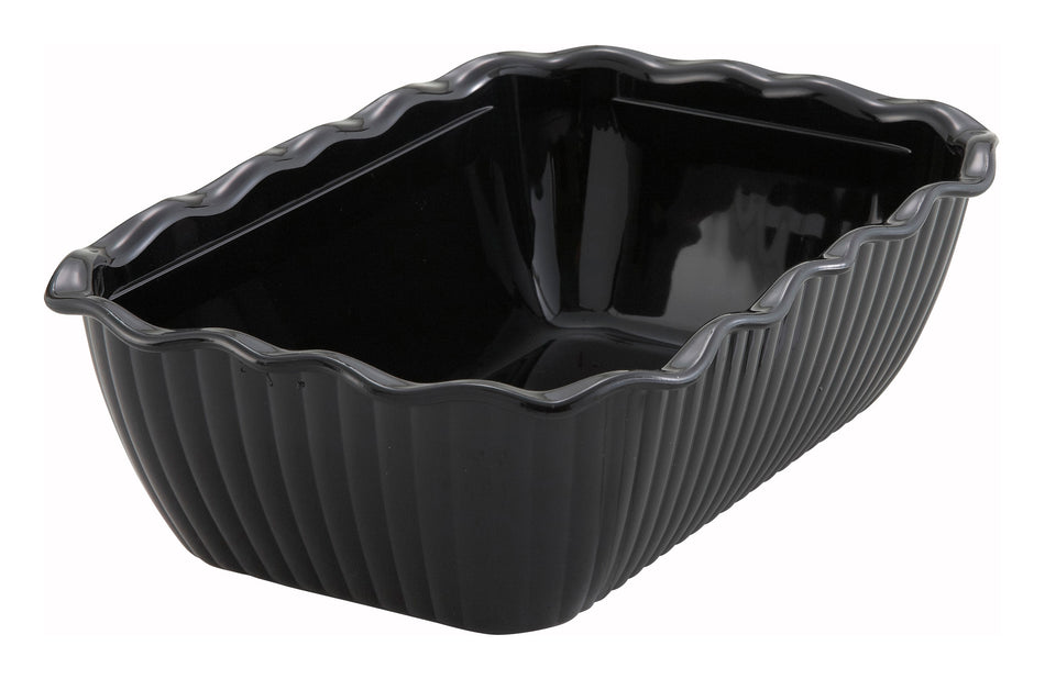 Winco CRK-10K 10 Inch Rectangular Deli Crock BPA-Free SAN Black with Fluted Design