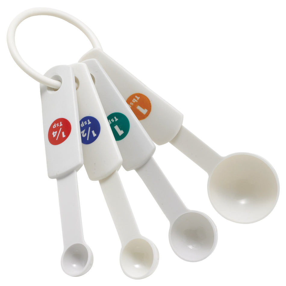 Winco MSPP-4 Measuring Spoons 4-piece Set 1/4 to 1 tablespoon Plastic White