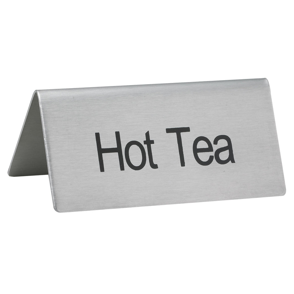 Winco SGN-101 3 Inch Width Hot Tea Beverage Tent Sign Stainless Steel with Printed Style