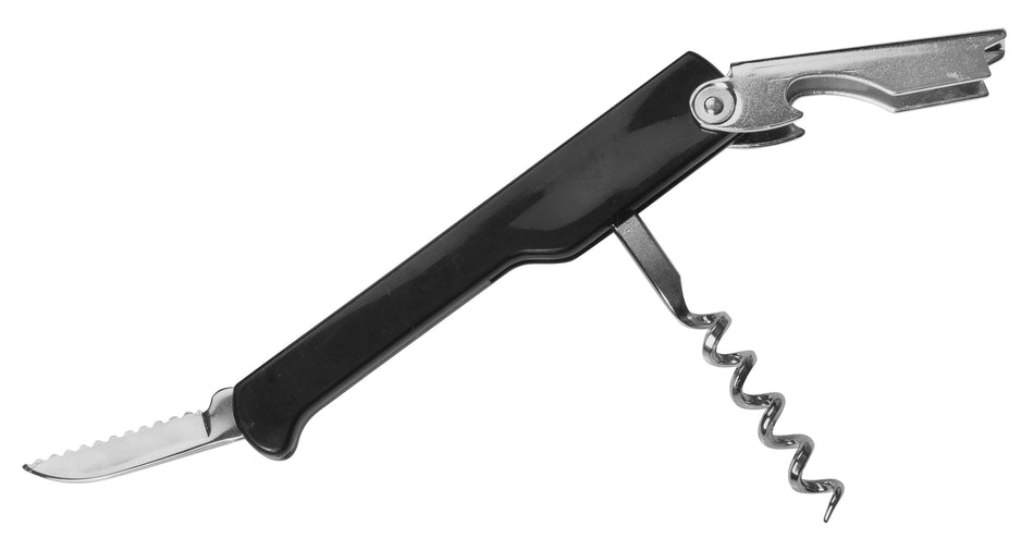 Winco CO-512 Waiters Corkscrew Black with Metal Blade Made in Italy