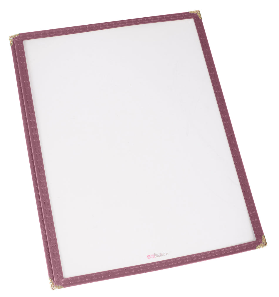 Winco PMC-14U 9-3/8 Inch Menu Cover Plastic Burgundy with Double Stitched Edging