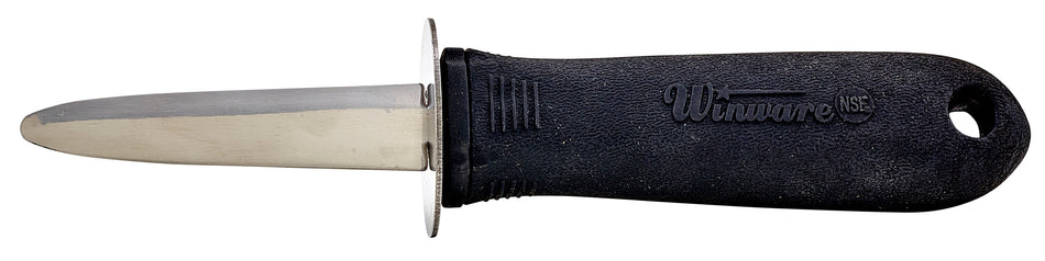 Winco VP-314 2-7/8 Inch Blade 7-5/8 Inch Overall Length Oyster Clam Knife Black Handle Stainless Steel