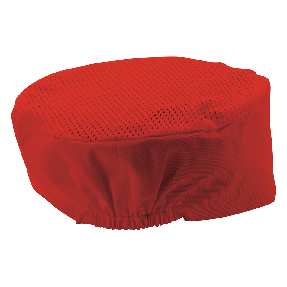 Winco CHPB-3RX Chef's Hat Ventilated Red Poly-Cotton Blend
