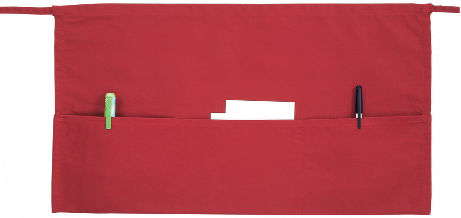Winco WA-1221RED 21-3/4 Inch Waist Apron with 3 Pockets Red Cotton/Poly Blend