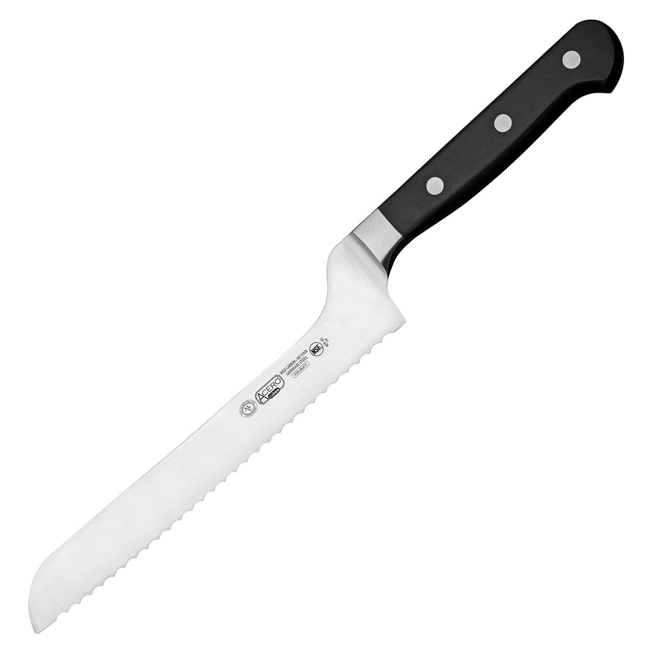 Winco KFP-83 13-1/4 Inch Overall Length 8 Inch Blade Offset Knife Black POM High Carbon Stainless Steel with Triple Riveted Handle