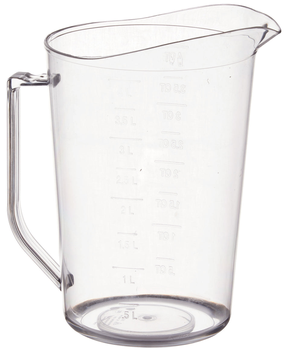 Winco PMU-400 4 Quart Measuring Cup with Raised Graduation Markings Polycarbonate Clear