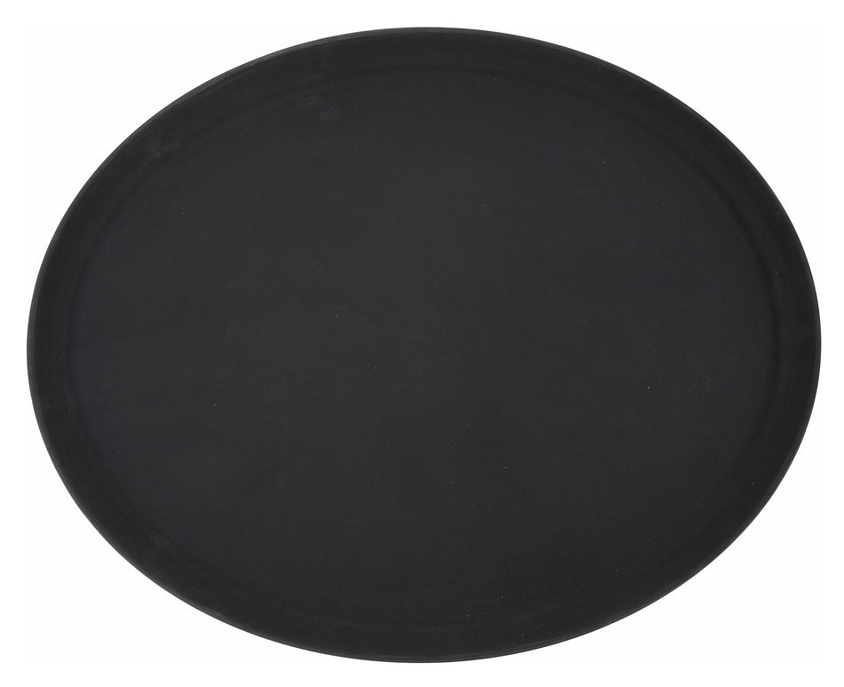 Winco TFG-2622K 26 Inch Serving Tray Deluxe Oval Non-Slip Fiberglass Black