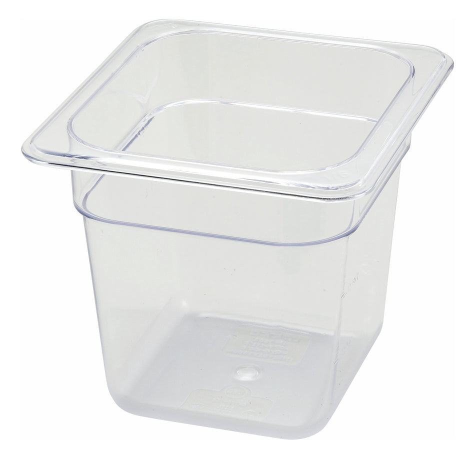 Winco SP7606 6-3/4 Inch Plastic Food Pan 1/6 Size NSF Dishwasher Safe