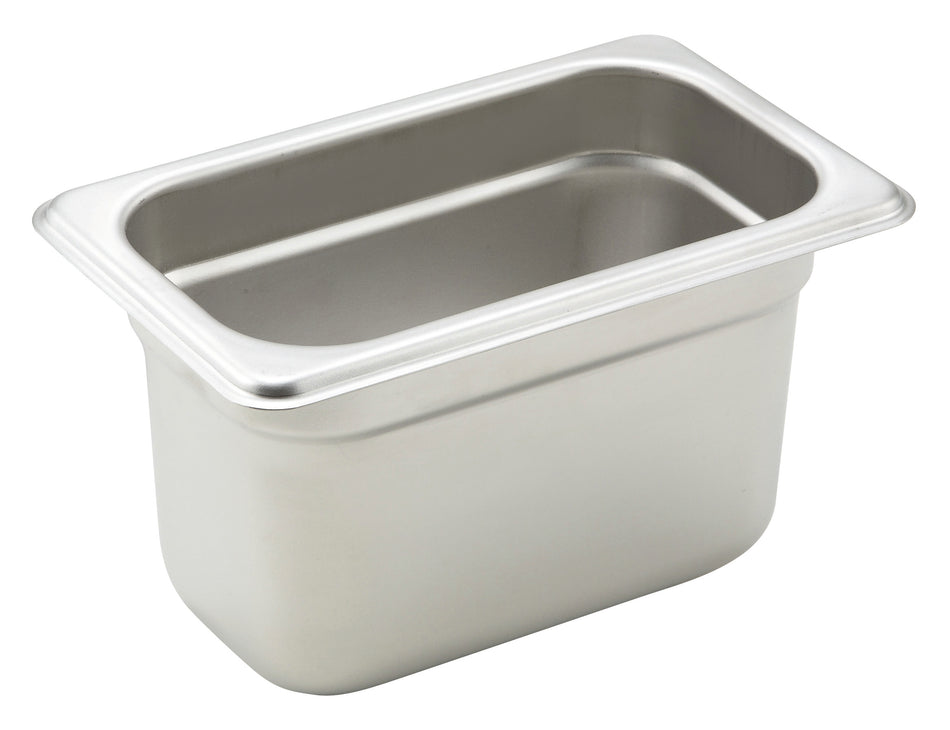 Winco SPJH-904 6-3/4 Inch Steam Table Pan 22 Gauge Stainless Steel with Anti-jamming