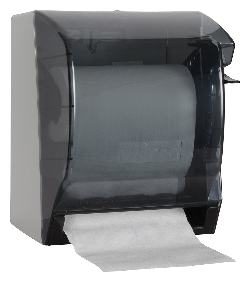 Winco TD-500 7-1/2 Inch Diameter Round Paper Towel Dispenser Plastic Black