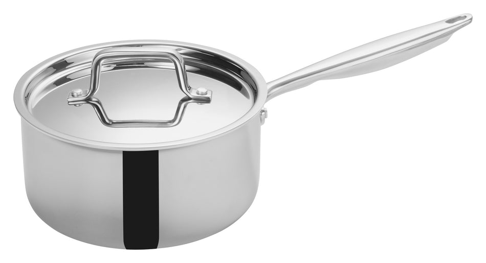 Winco TGAP-4 3-1/2 Quart Induction-Ready Sauce Pan with Cover Triply Construction
