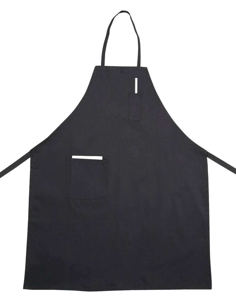 Winco BA-PBK Bib Apron 33 Inch Full-length with 2 Pockets Black Poly-cotton