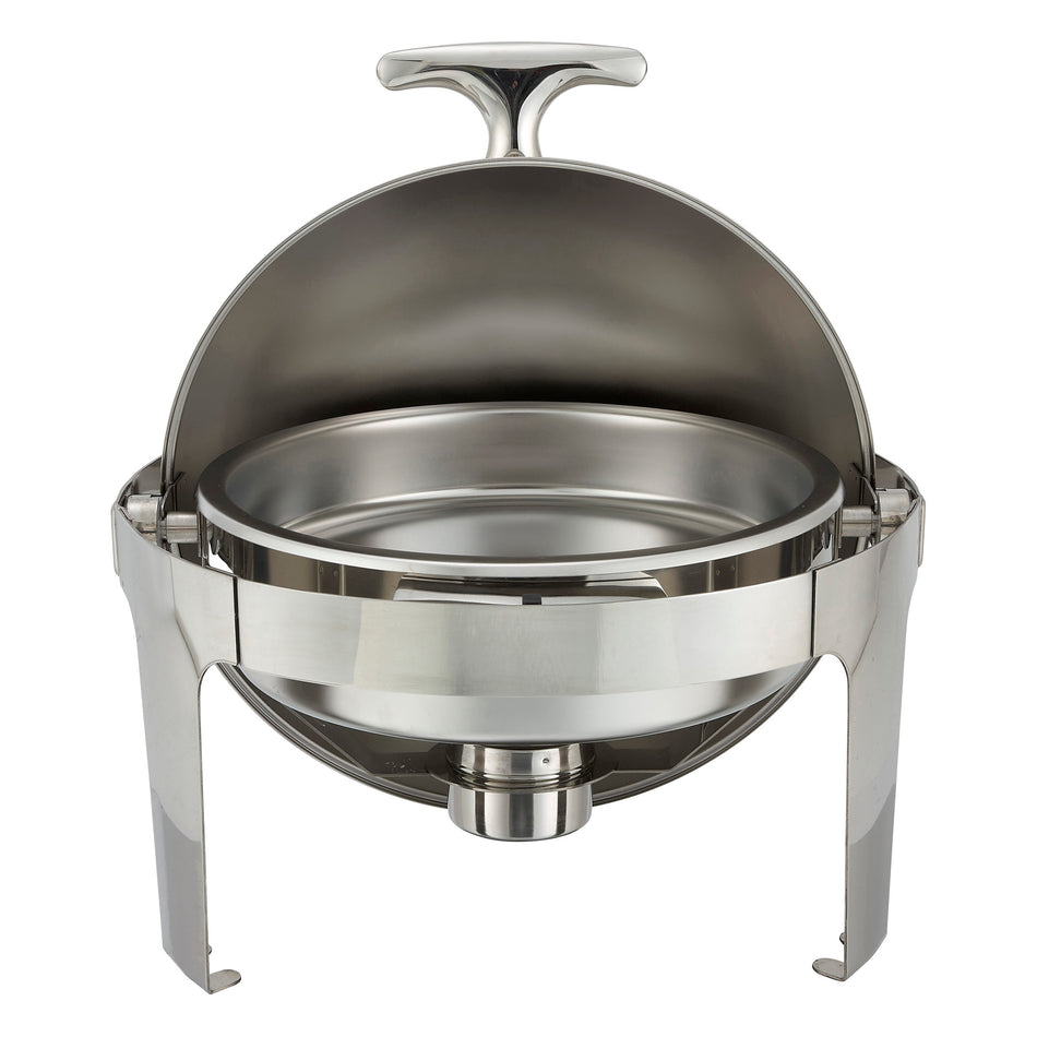 Winco 602 6 Qt Round Chafing Dish with Roll Top Stainless Steel